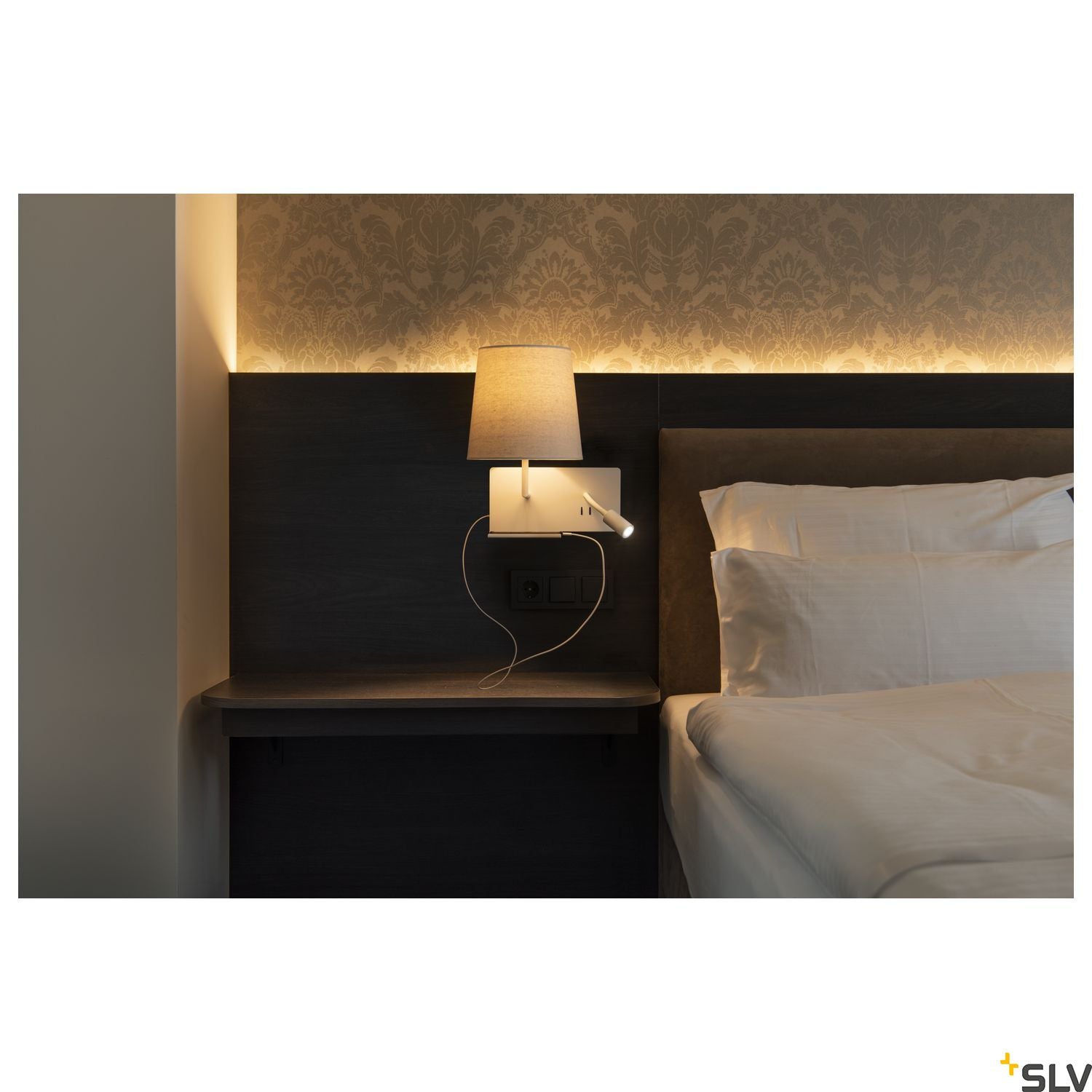 SLV SOMNILA FLEX indoor LED surface-mounted wall light 3000K white version left incl. USB connection 1003459