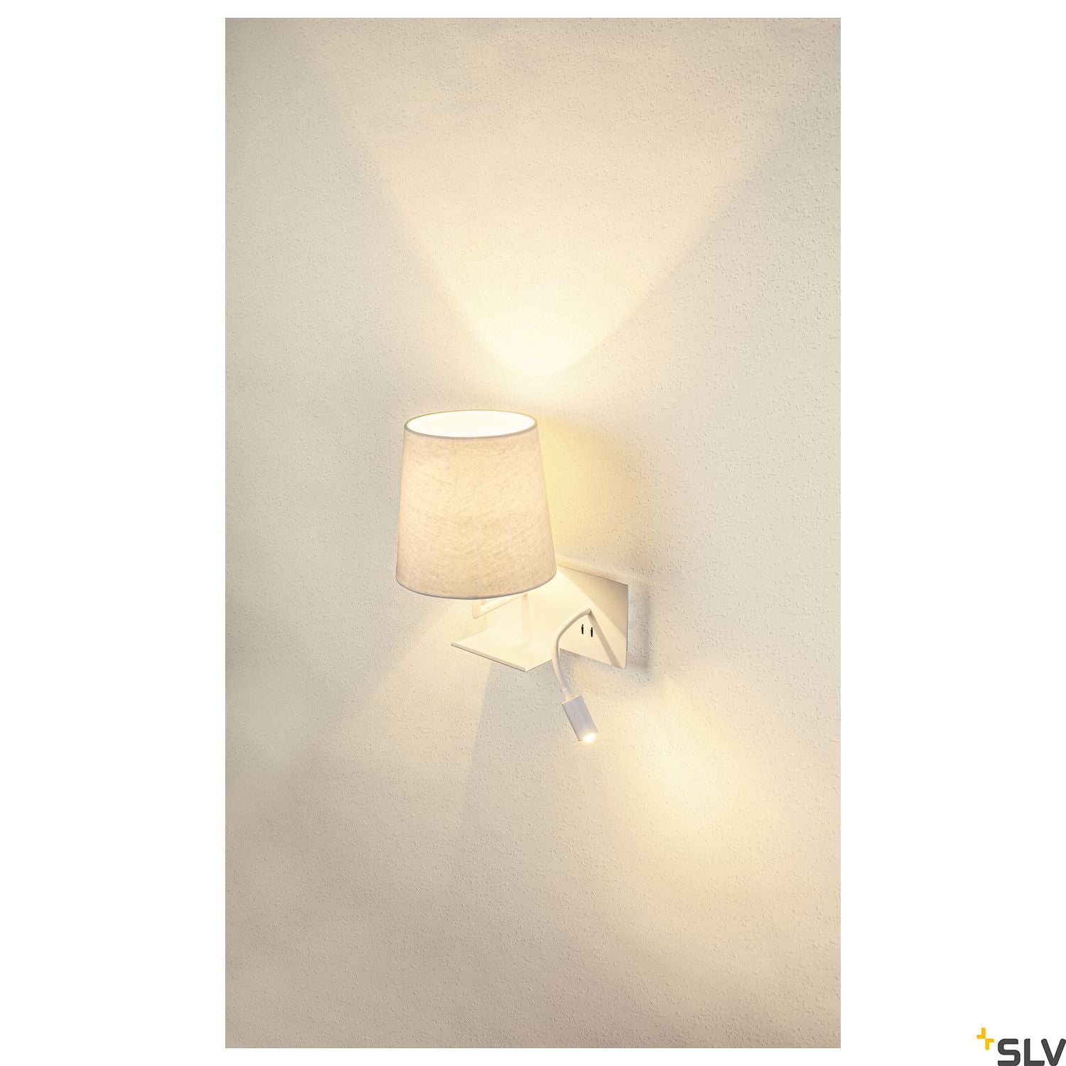 SLV SOMNILA FLEX indoor LED surface-mounted wall light 3000K white version left incl. USB connection 1003459