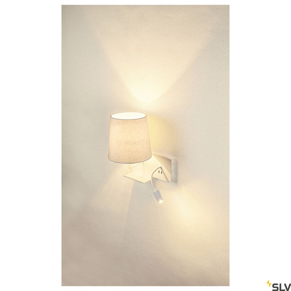 SLV SOMNILA FLEX indoor LED surface-mounted wall light 3000K white version left incl. USB connection 1003459