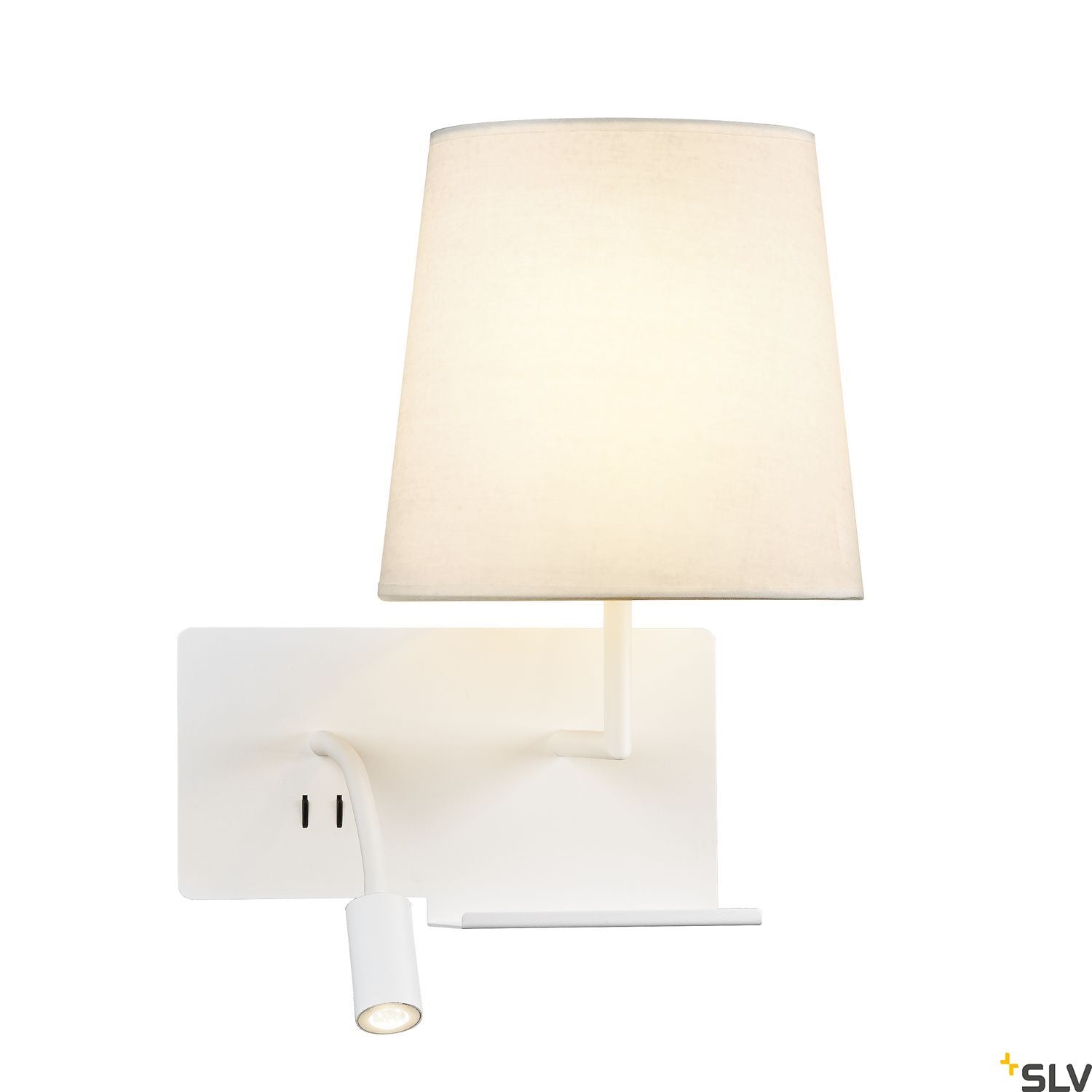 SLV SOMNILA FLEX indoor LED surface-mounted wall light 3000K white version right incl. USB connection 1003460