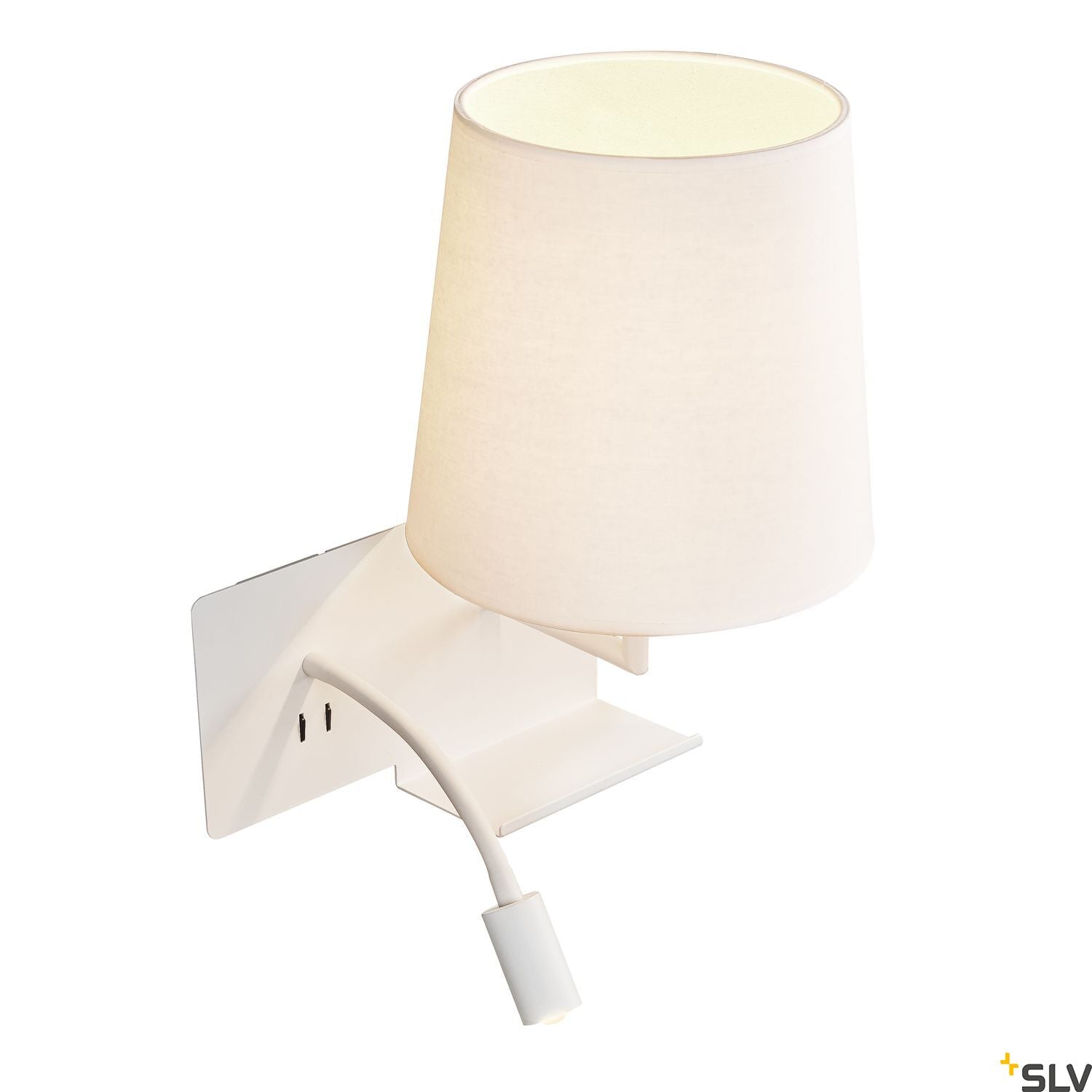 SLV SOMNILA FLEX indoor LED surface-mounted wall light 3000K white version right incl. USB connection 1003460