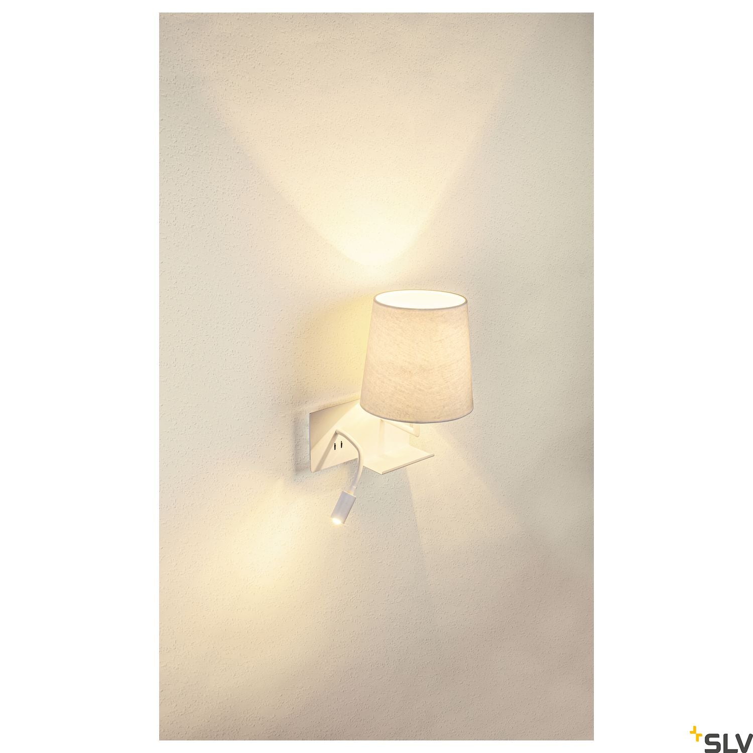 SLV SOMNILA FLEX indoor LED surface-mounted wall light 3000K white version right incl. USB connection 1003460