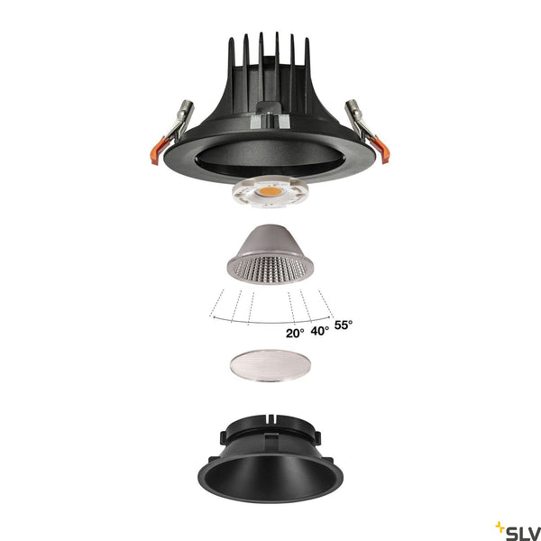 SLV NUMINOS DL XL Indoor LED recessed ceiling light black/black 3000K 40° gimballed rotating and pivoting 1003724