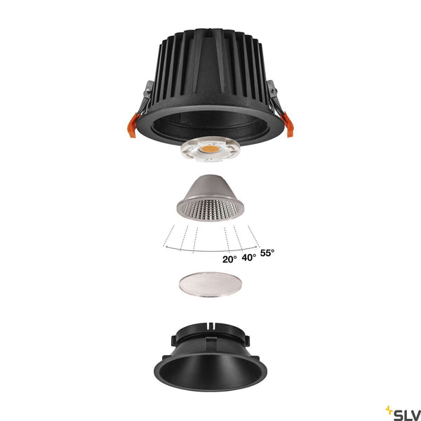 SLV NUMINOS DL XL Indoor LED recessed ceiling light black/black 3000K 40° 1004012