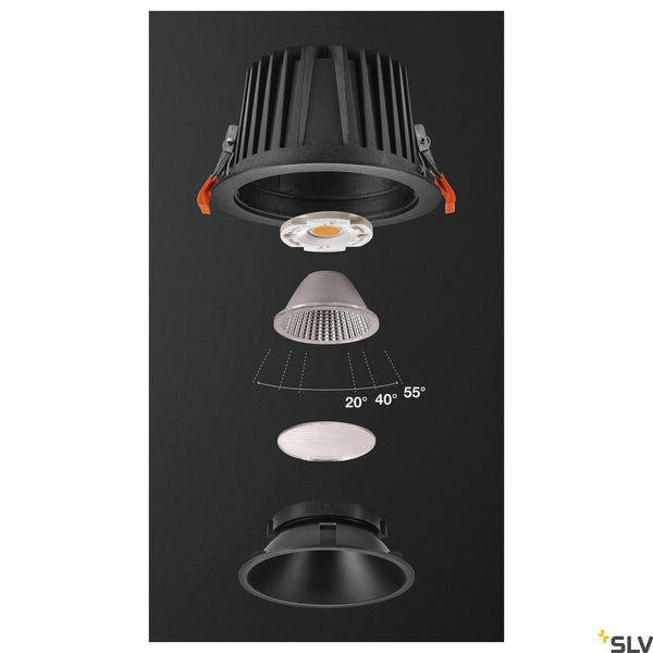 SLV NUMINOS DL XL Indoor LED recessed ceiling light black/black 3000K 40° 1004012