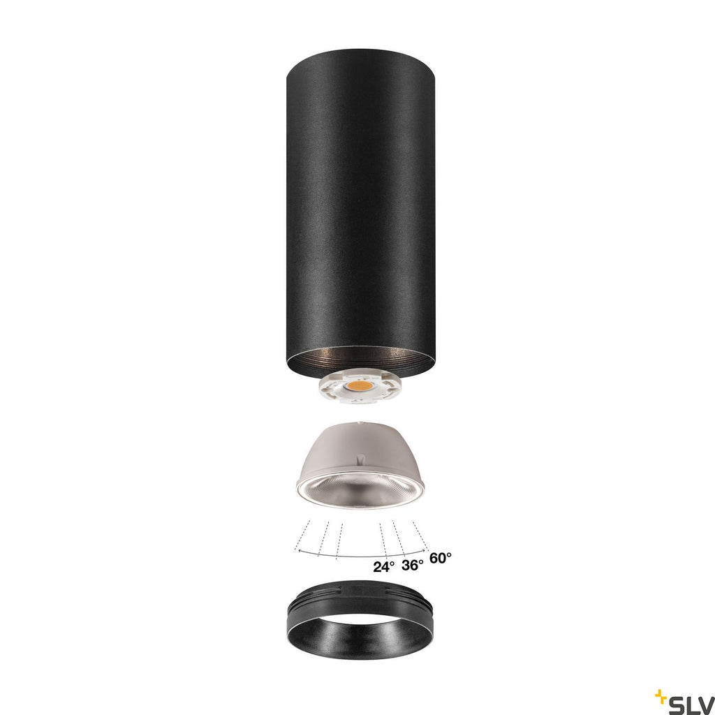 SLV NUMINOS Dimmable Indoor LED recessed ceiling light black/black 3000K 36° 1004323