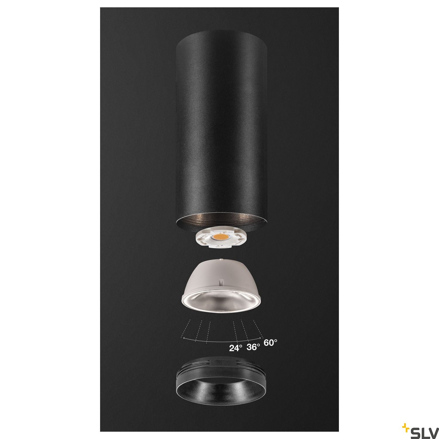 SLV NUMINOS Dimmable Indoor LED recessed ceiling light black/black 3000K 36° 1004323