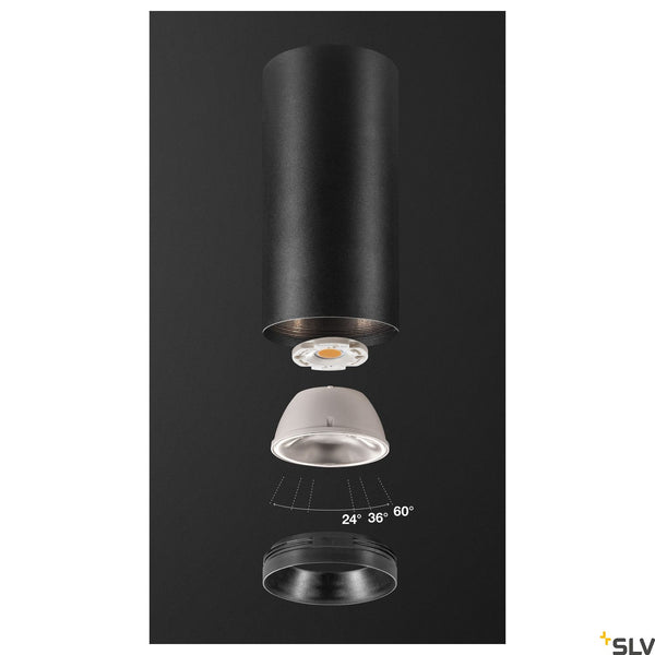 SLV NUMINOS Dimmable Indoor LED recessed ceiling light black/black 3000K 36° 1004323