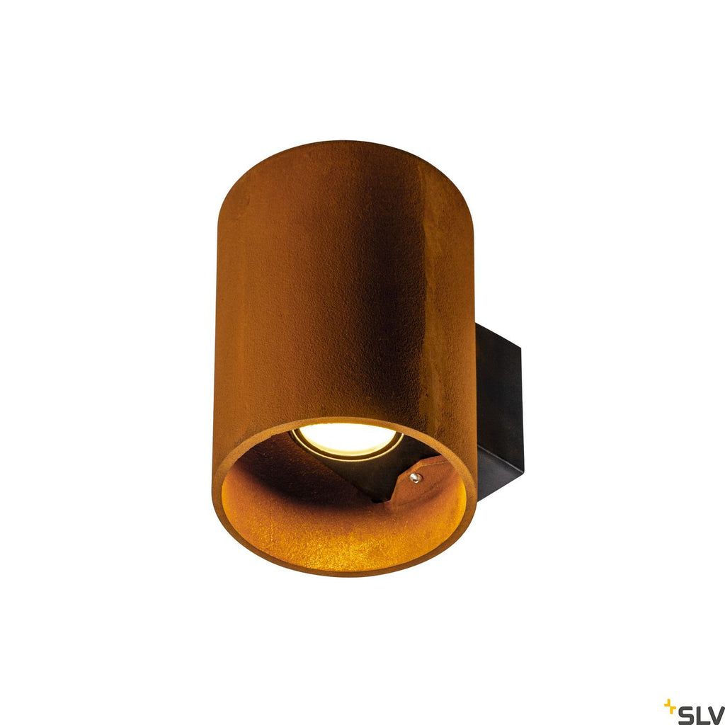 SLV RUSTY® UP/DOWN outdoor LED surface-mounted wall light round rust CCT switch 3000/4000K 1004651
