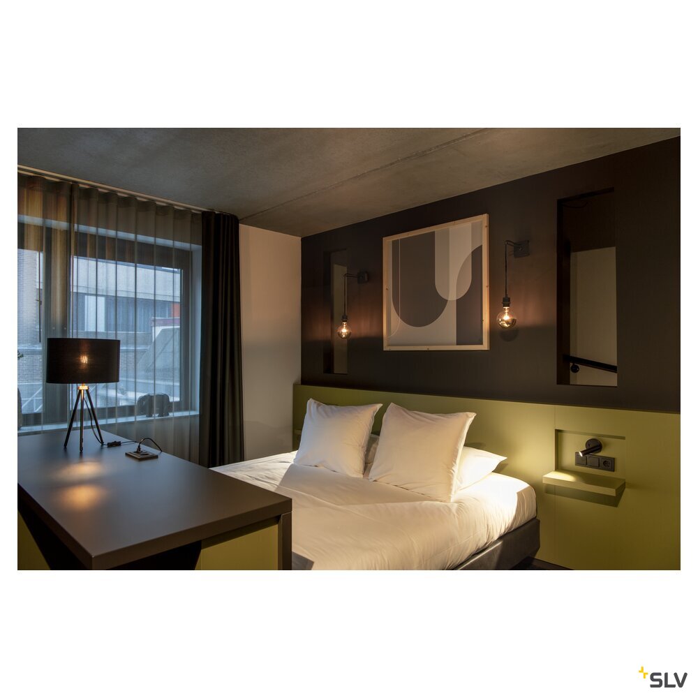 SLV FENDA, table lamp, lamp base, A60, black, without shade, max. 40 W, incl. switch in the power cable 155540