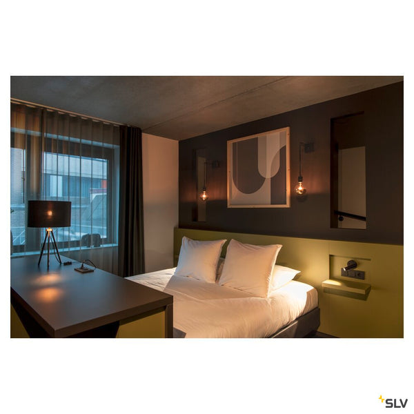 SLV FENDA, table lamp, lamp base, A60, black, without shade, max. 40 W, incl. switch in the power cable 155540