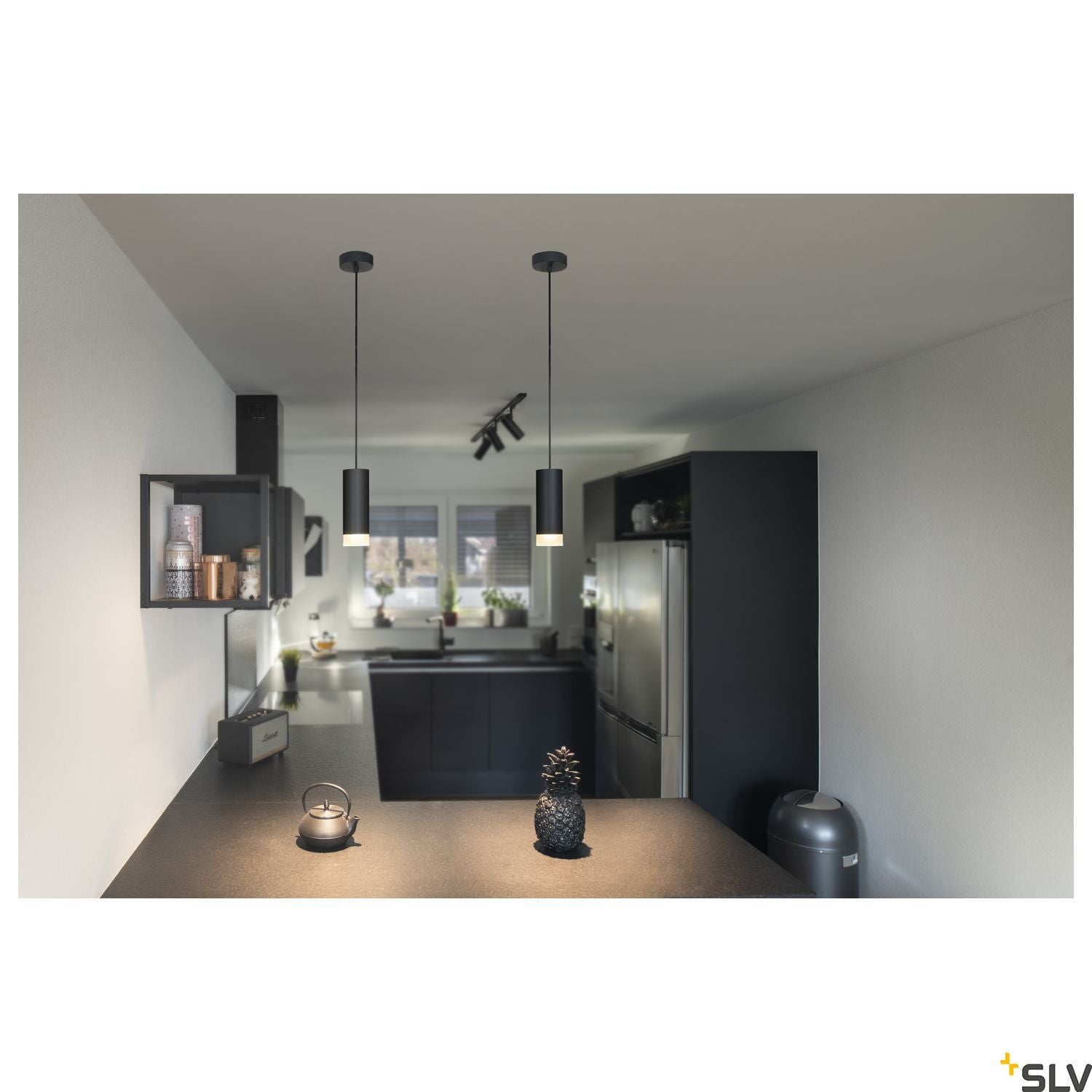 SLV HELIA 50 LED Spot for 1 circuit High-voltage Track System, 3000K, black, 35°, incl. 1 circuit adapter 143580