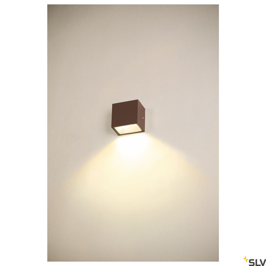 SLV SITRA S WL SINGLE, LED outdoor wall-mounted light, rust coloured, CCT switch 3000/4000K 1005150