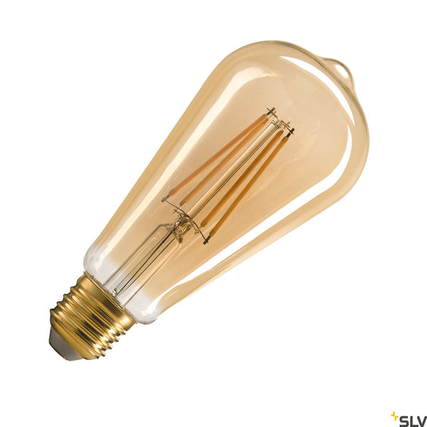 SLV ST64 E27, gold LED light, 7.5W 2500K CRI90 320° 1005265