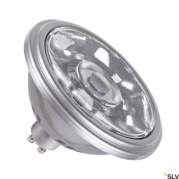 SLV QPAR111 GU10, silver LED light, 12.5W 3000K CRI90 10° 1005278