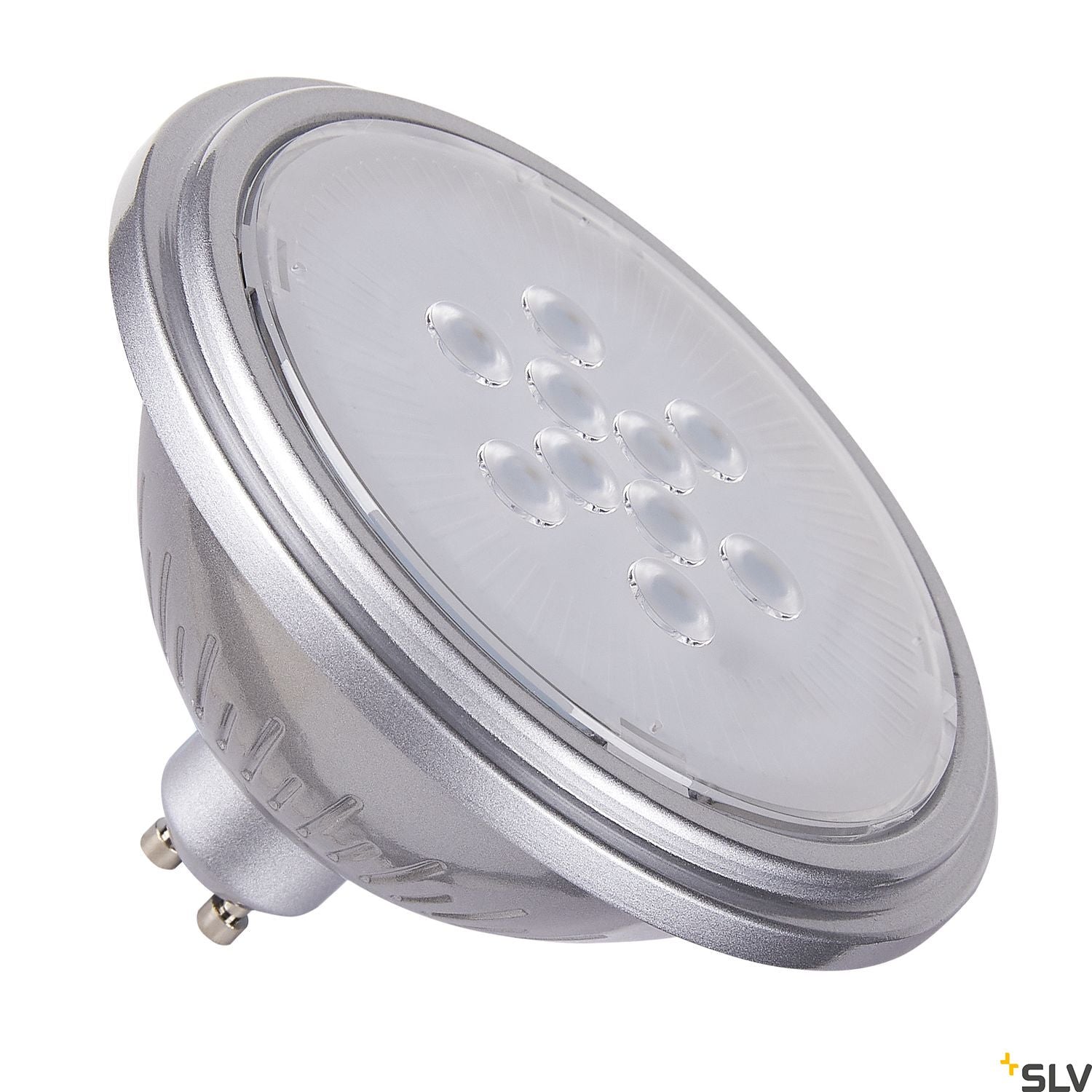 SLV QPAR111 GU10, silver LED light, 7W 3000K CRI90 25° 1005292