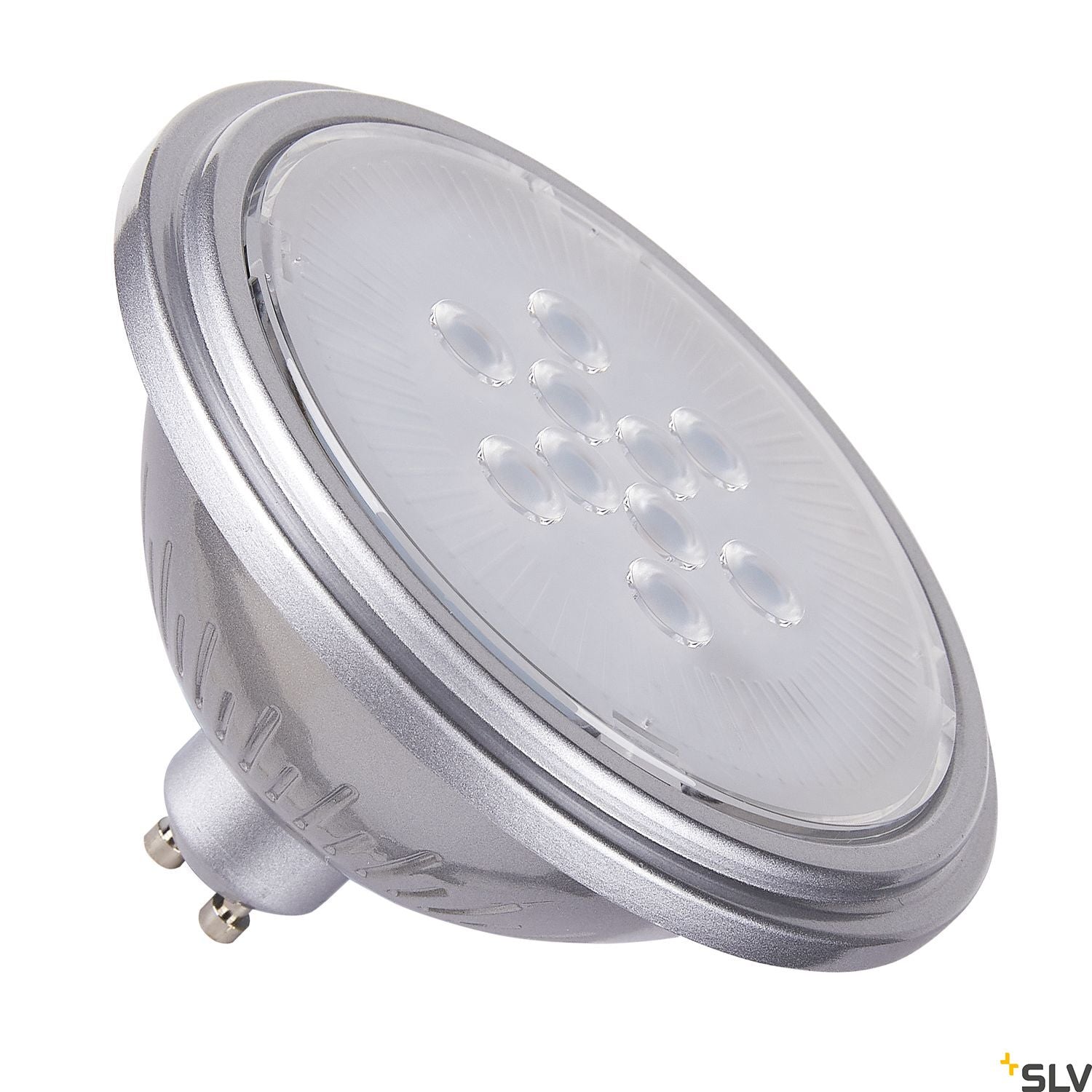 SLV QPAR111 GU10, silver LED light, 7W 2700K CRI90 40° 1005294