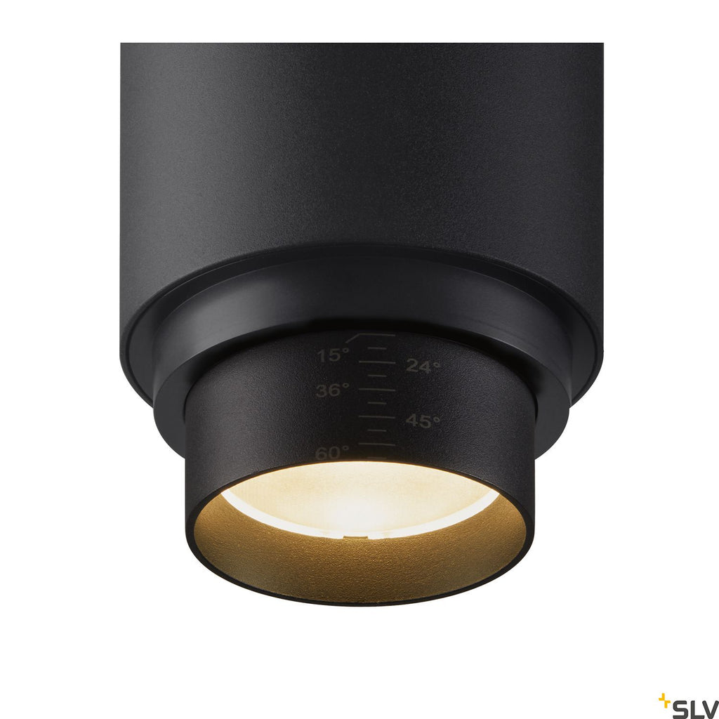 SLV NUMINOS ZOOM Dimmable, black 3-phase spot, 20W 2700K 15-60° 1006108