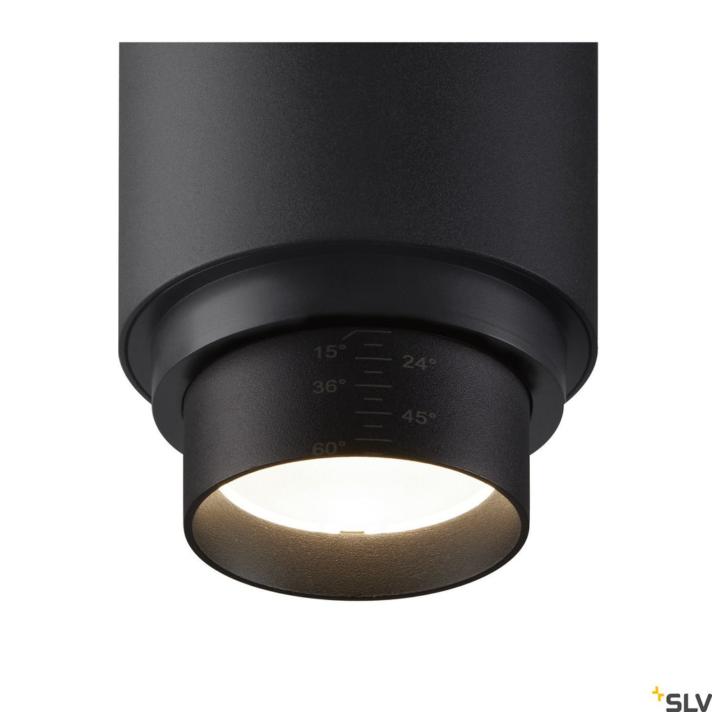SLV NUMINOS® ZOOM Dimmable, black 3-phase spot, 20W 4000K 15-60° 1006112