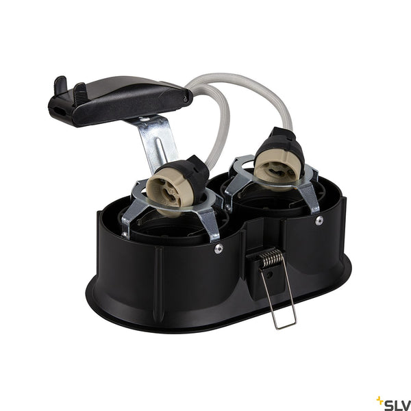 SLV HORN double QPAR51, black recessed ceiling light, 25W 1006121