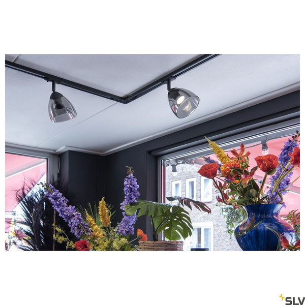 Black Track Light Fitting SLV PARA CONE GL GU10, black / transparent 1-phase spot 1006155
