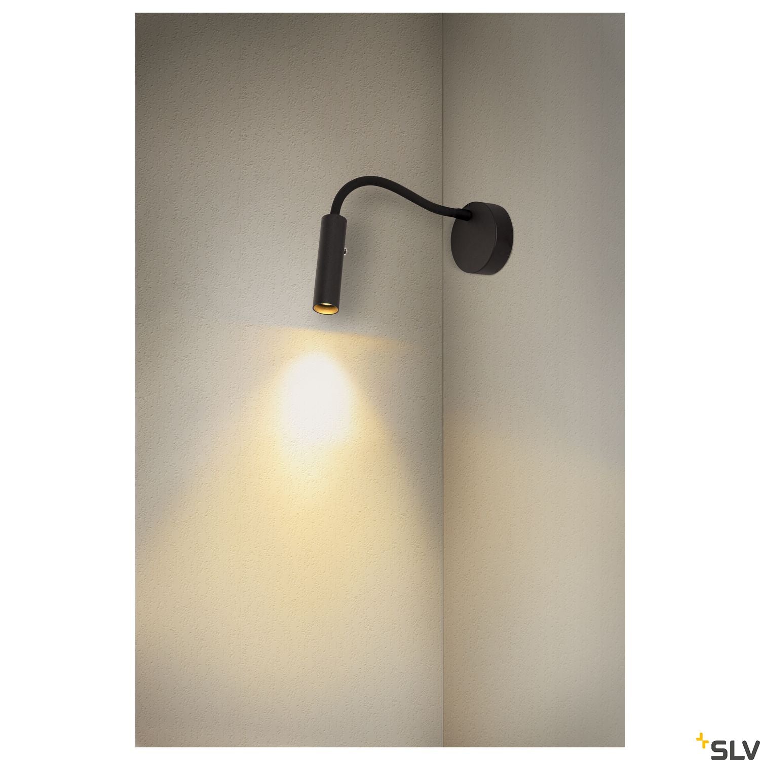 SLV KARPO GOOSE, black wall-mounted light, 5.8W 3000K 40° 1006162