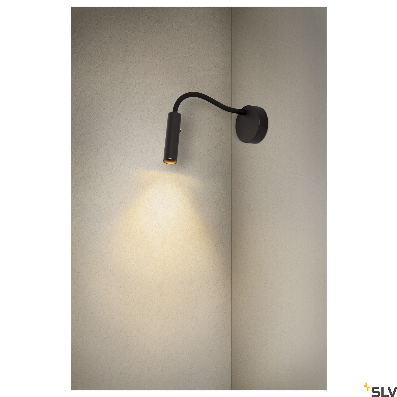 SLV KARPO GOOSE, black wall-mounted light, 5.8W 3000K 40° 1006162