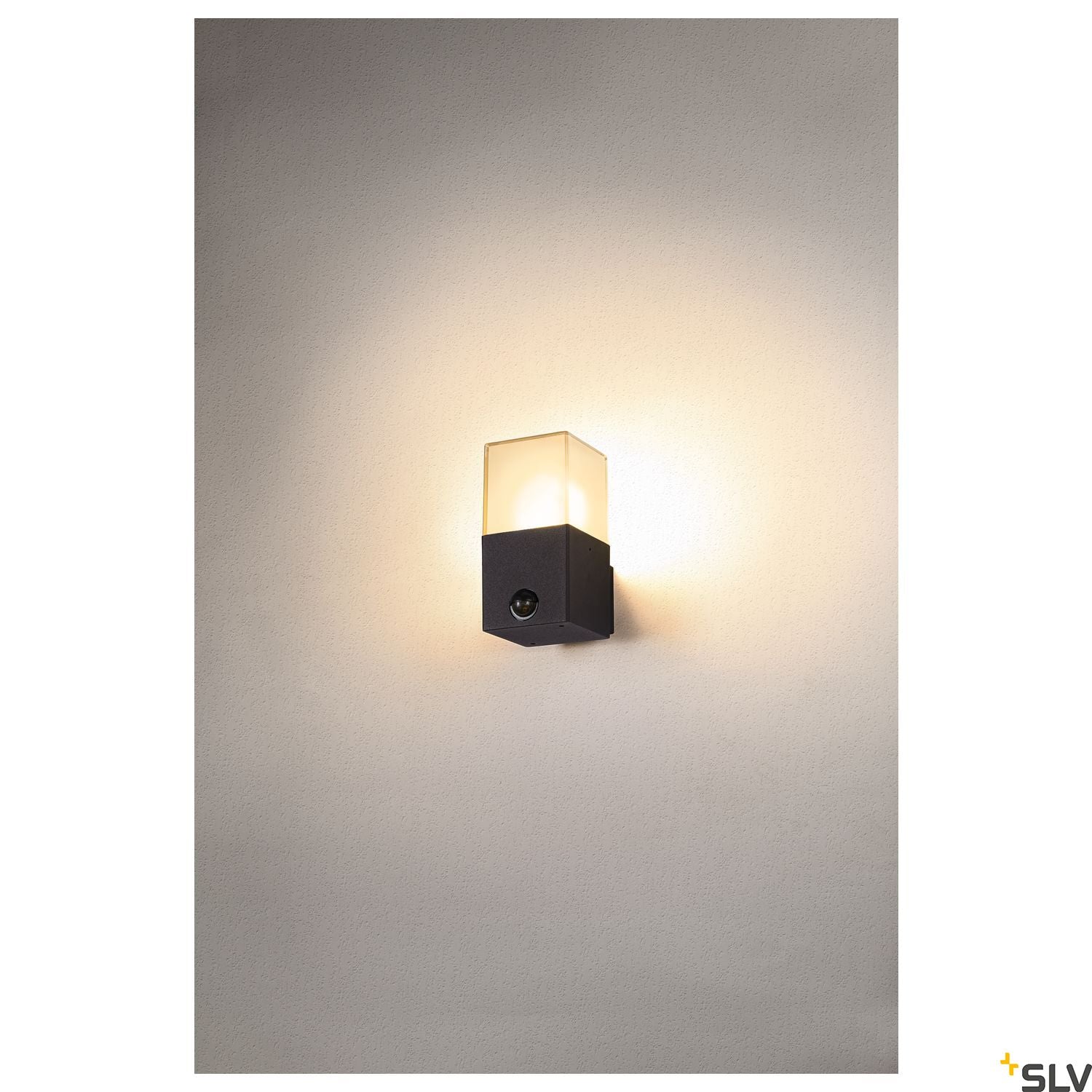 SLV GRAFIT E27 square Sensor, anthracite wall-mounted light 1006183
