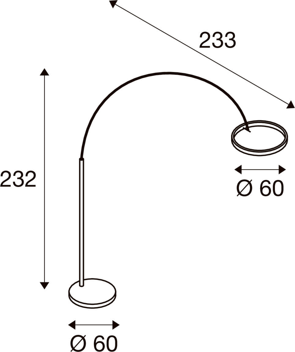 SLV ONE BOW FL, Free-standing lamp black/brass 20 W 1200/1200 lm 2700/3000 K CRI 90 140° 1006350