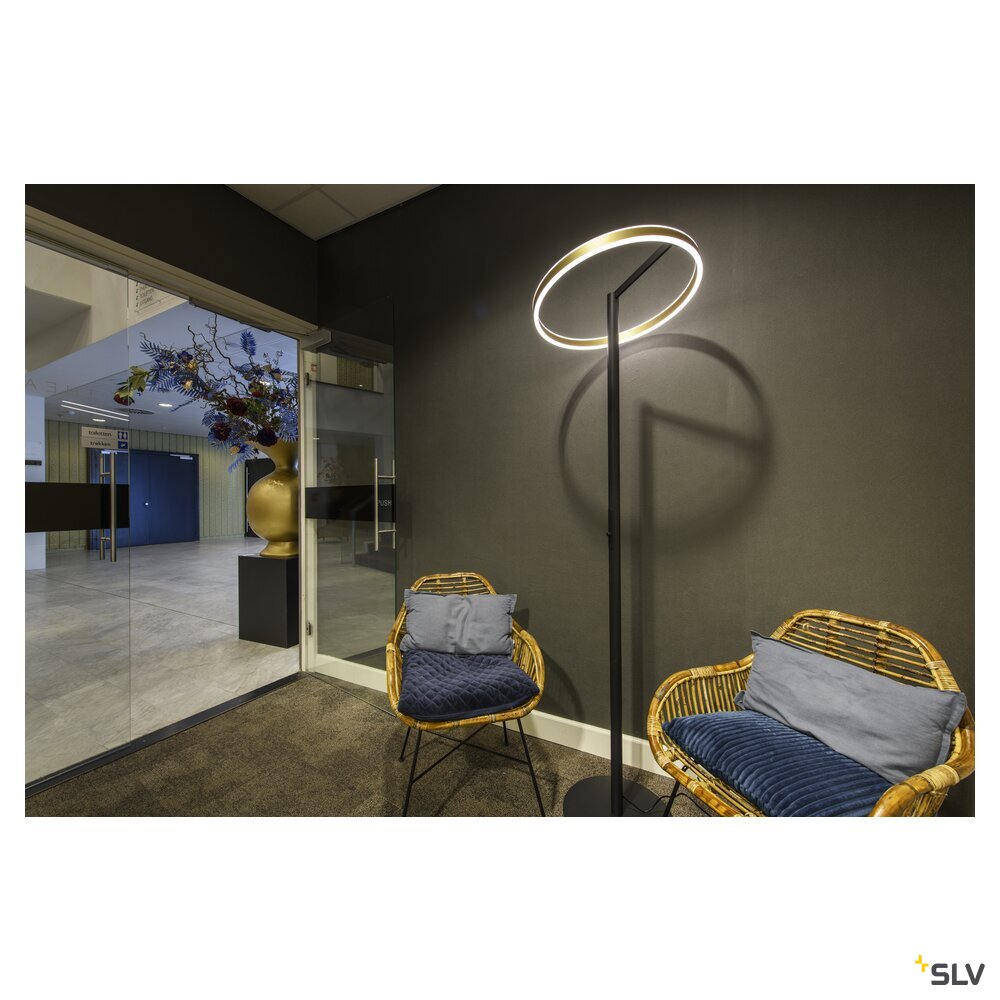 SLV ONE STRAIGHT FL, Free-standing lamp black/brass 20 W 1200/1200 lm 2700/3000 K CRI 90 140° 1006353