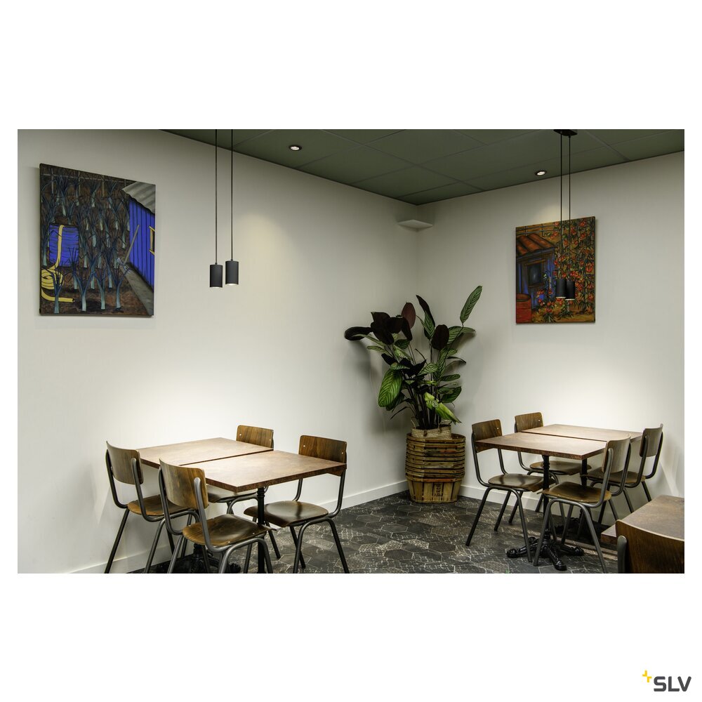 SLV ASTO TUBE, pendant light, GU10, pendant length 250 cm, max. 2x10W, black 1006433