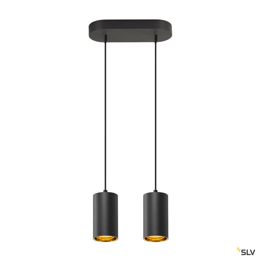 SLV ASTO TUBE, pendant light, GU10, pendant length 250 cm, max. 2x10W, black 1006433