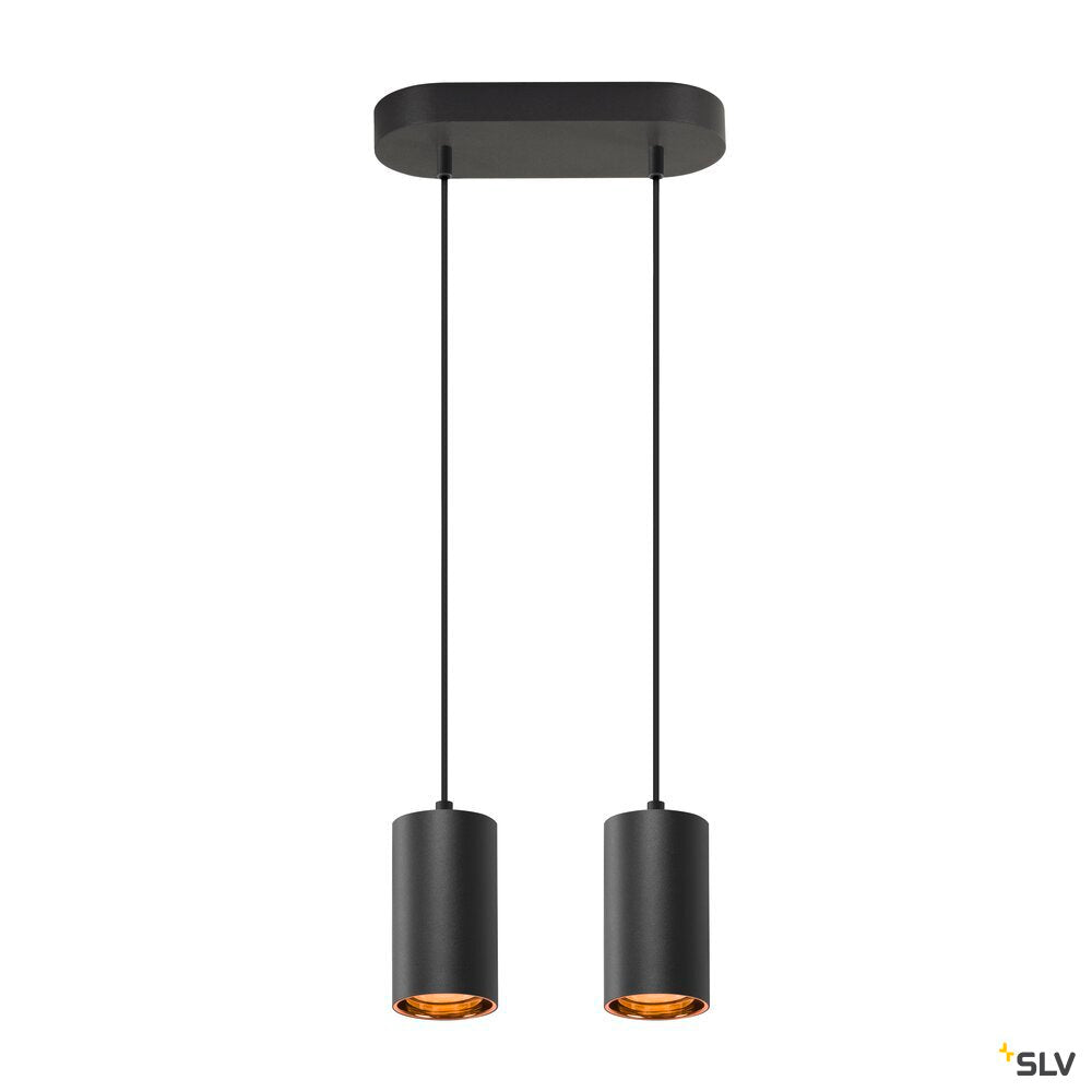 SLV ASTO TUBE, pendant light, GU10, pendant length 250 cm, max. 2x10W, black 1006433