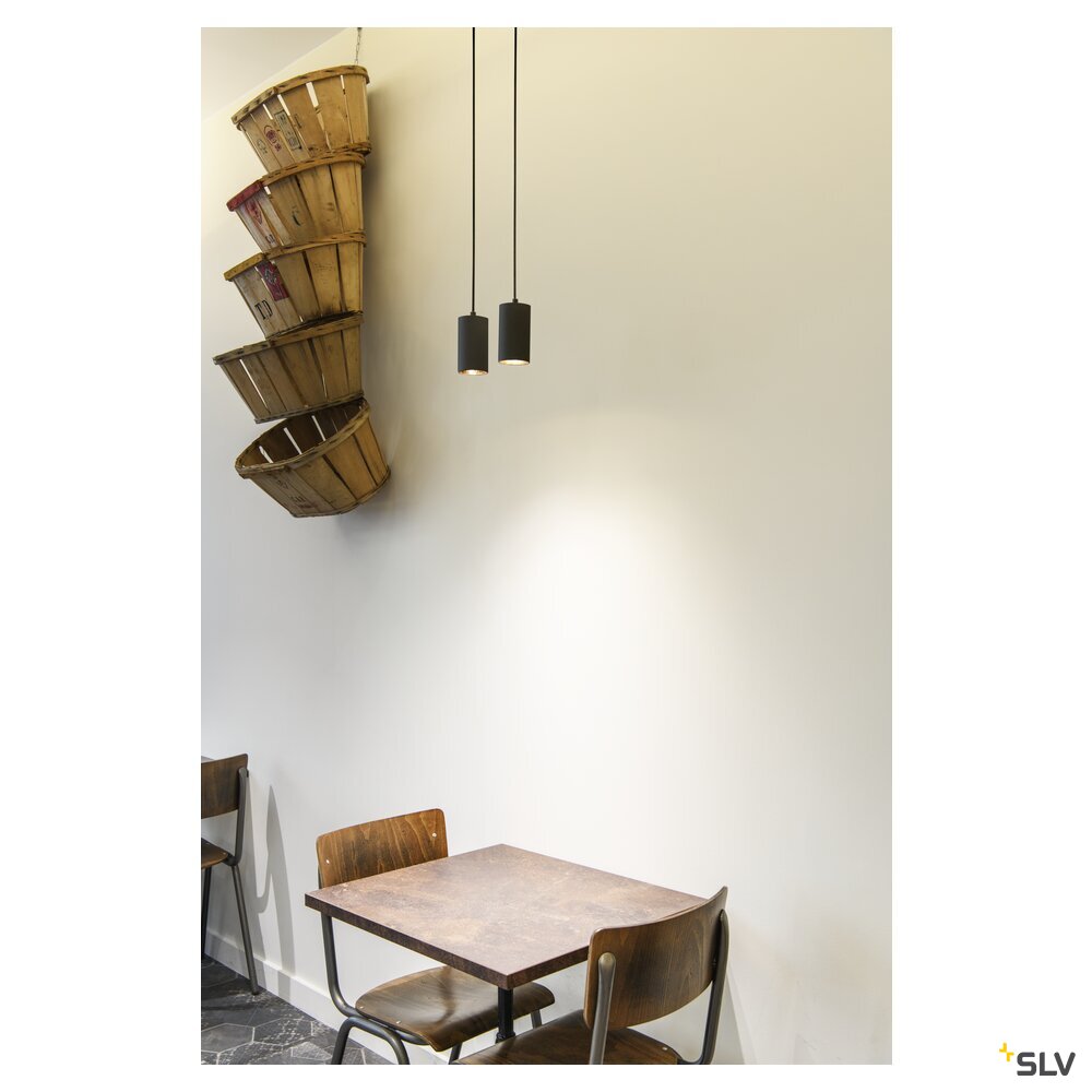 SLV ASTO TUBE, pendant light, GU10, pendant length 250 cm, max. 2x10W, black 1006433