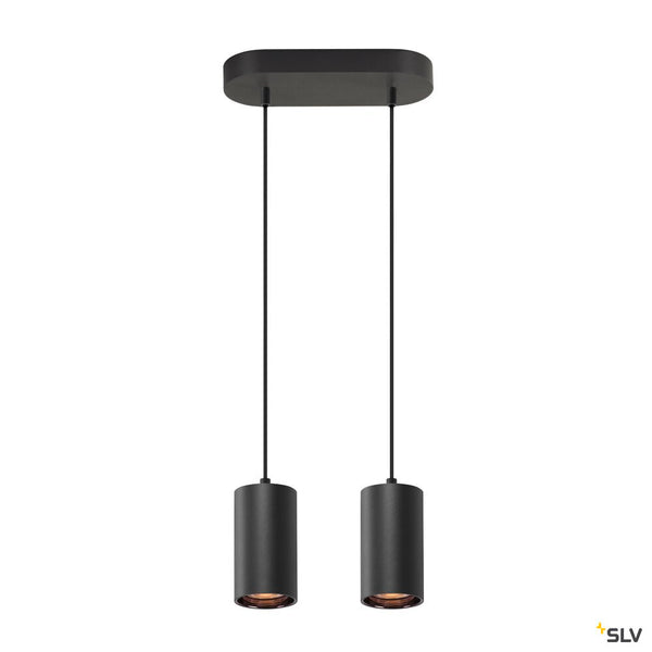 SLV ASTO TUBE, pendant light, GU10, pendant length 250 cm, max. 2x10W, black 1006433