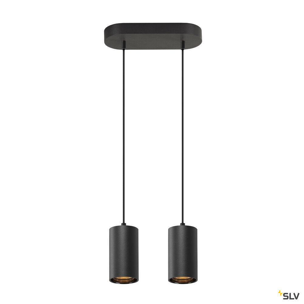 SLV ASTO TUBE, pendant light, GU10, pendant length 250 cm, max. 2x10W, black 1006433