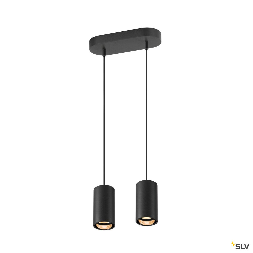 SLV ASTO TUBE, pendant light, GU10, pendant length 250 cm, max. 2x10W, black 1006433
