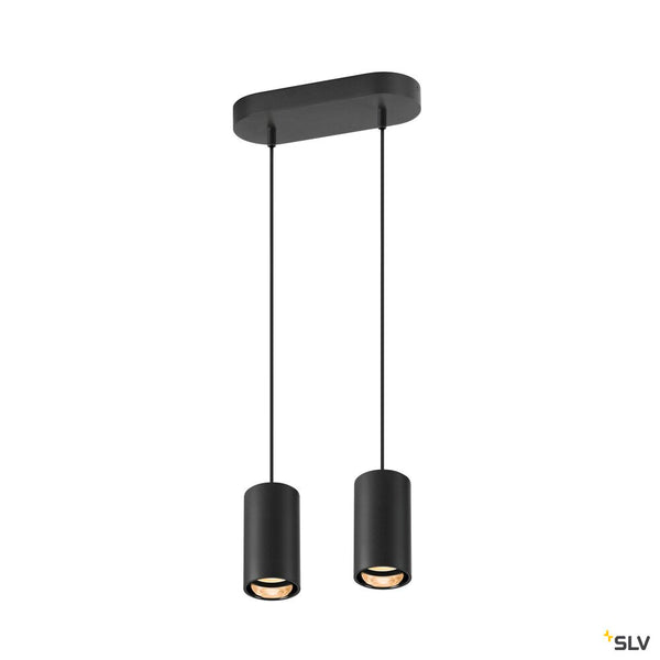 SLV ASTO TUBE, pendant light, GU10, pendant length 250 cm, max. 2x10W, black 1006433