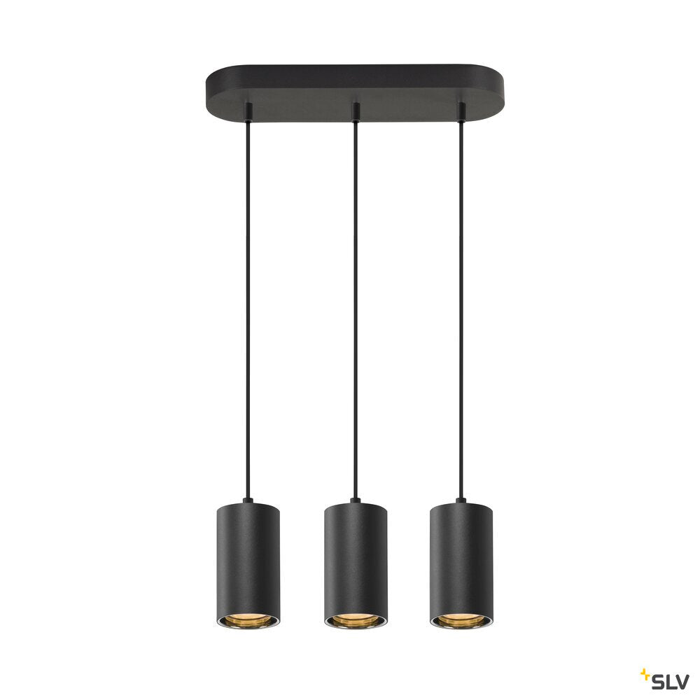 SLV ASTO TUBE, pendant light, GU10, pendant length 250 cm, max. 3x10W, black 1006435