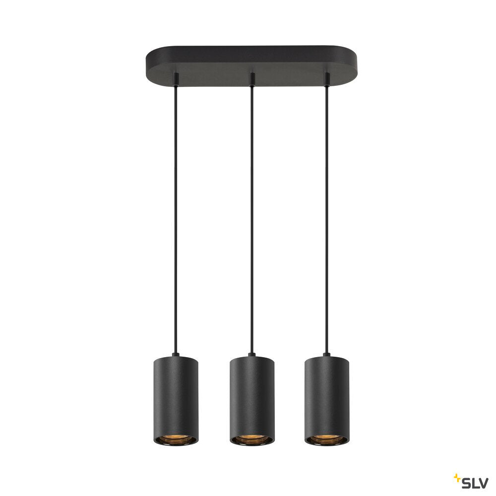 SLV ASTO TUBE, pendant light, GU10, pendant length 250 cm, max. 3x10W, black 1006435