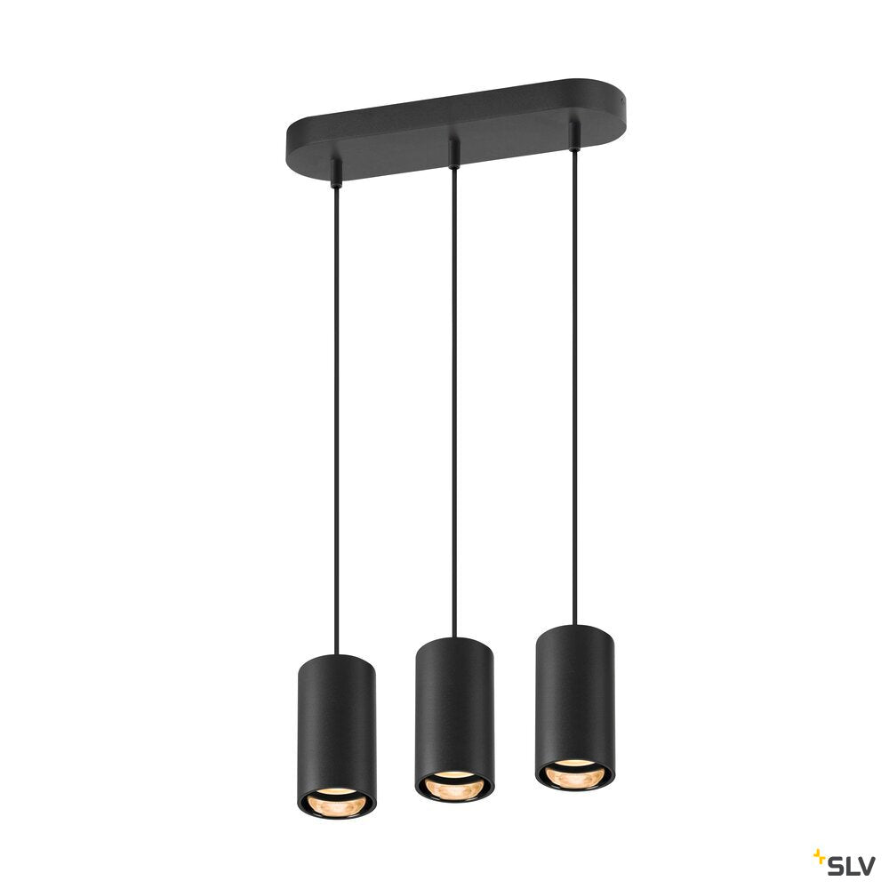 SLV ASTO TUBE, pendant light, GU10, pendant length 250 cm, max. 3x10W, black 1006435