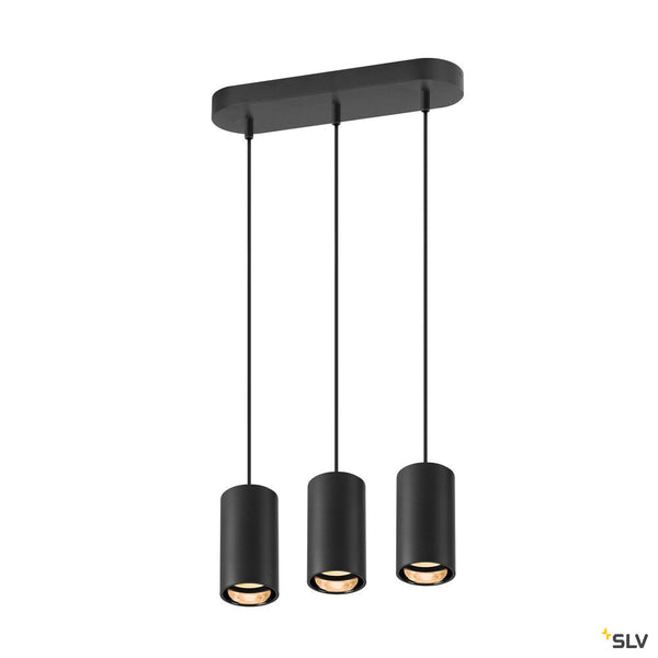 SLV ASTO TUBE, pendant light, GU10, pendant length 250 cm, max. 3x10W, black 1006435