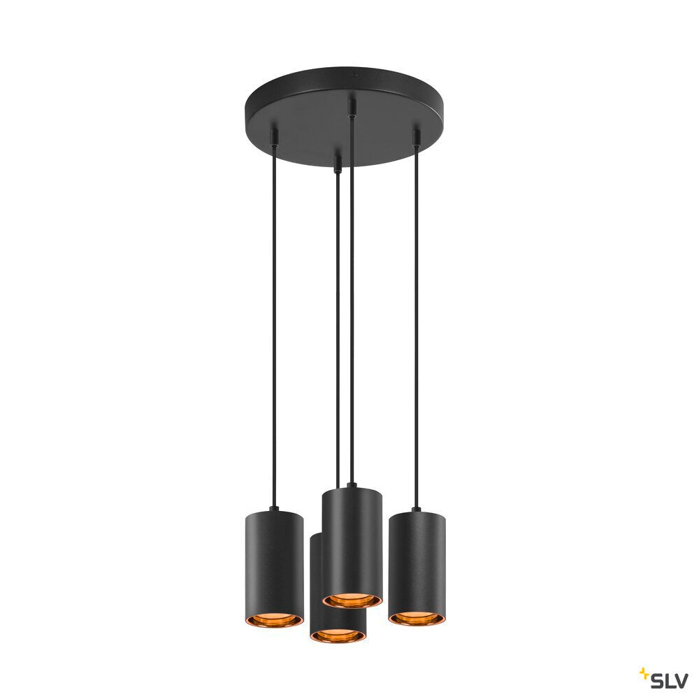 SLV ASTO TUBE, pendant light, GU10, pendant length 250 cm, max. 4x10W, black 1006437