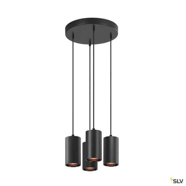 SLV ASTO TUBE, pendant light, GU10, pendant length 250 cm, max. 4x10W, black 1006437