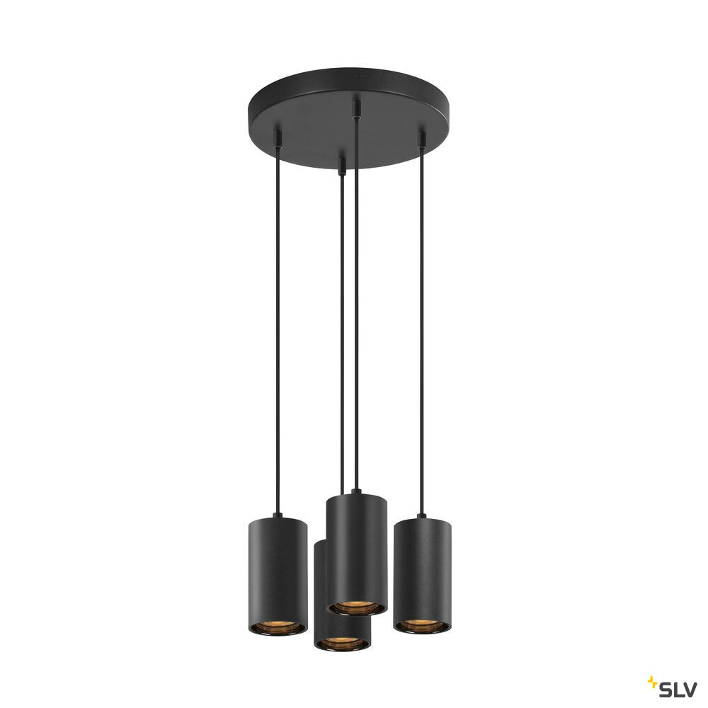 SLV ASTO TUBE, pendant light, GU10, pendant length 250 cm, max. 4x10W, black 1006437