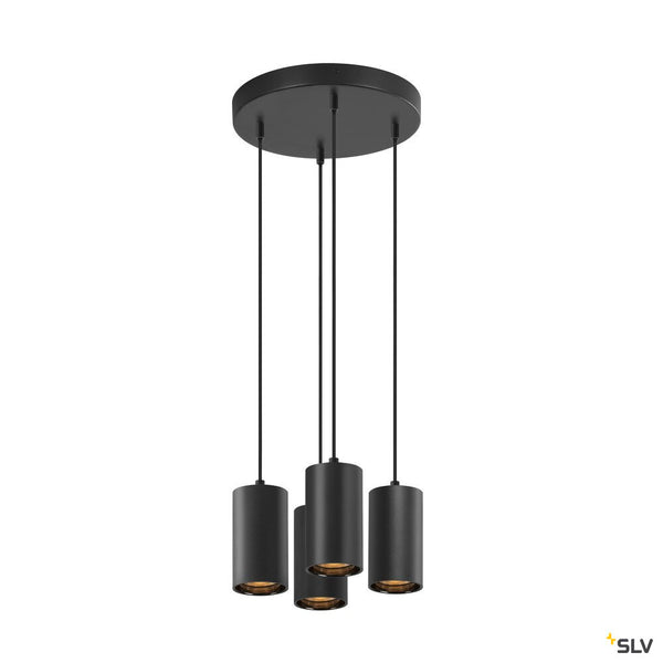 SLV ASTO TUBE, pendant light, GU10, pendant length 250 cm, max. 4x10W, black 1006437