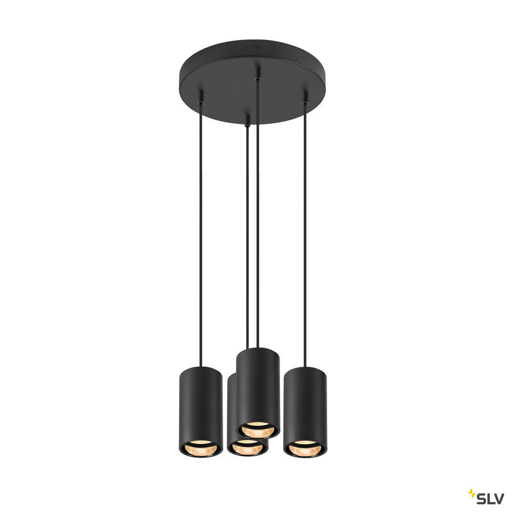 SLV ASTO TUBE, pendant light, GU10, pendant length 250 cm, max. 4x10W, black 1006437