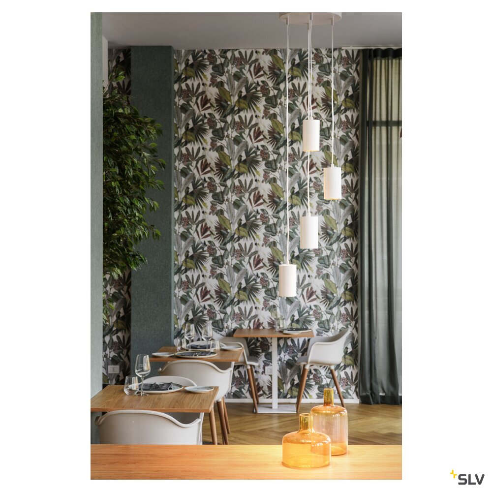 SLV ASTO TUBE, pendant light, GU10, pendant length 250 cm, max. 4x10W, white 1006438