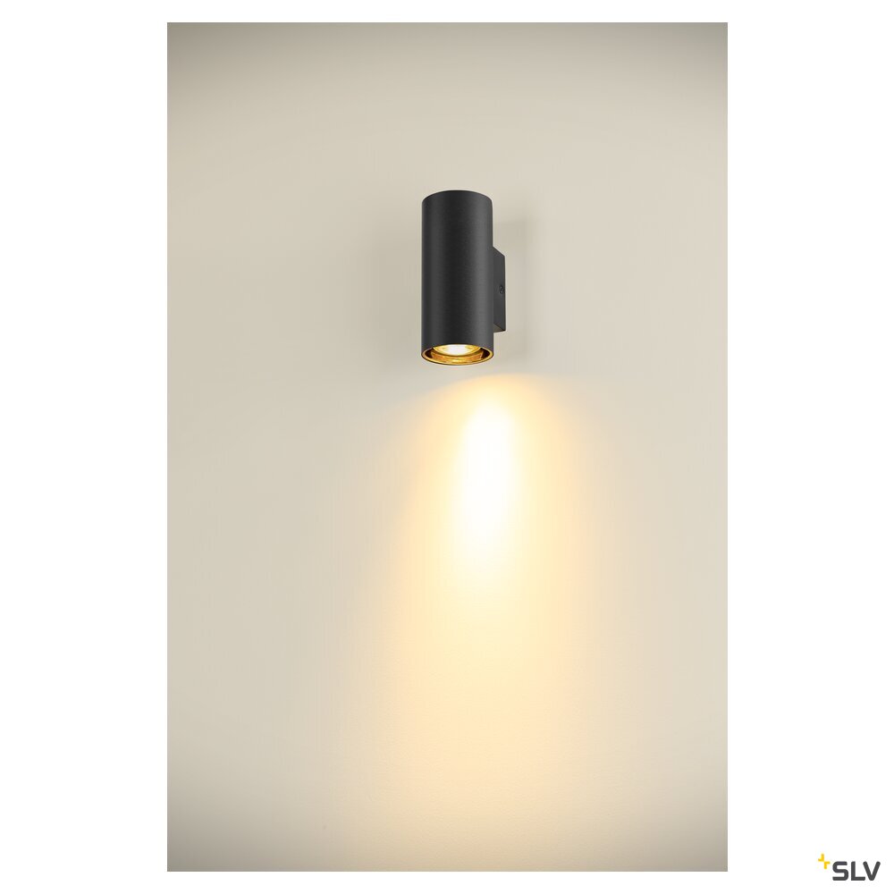 SLV ASTO TUBE, wall-mounted light, cylindrical, max. 1x10W, black 1006441