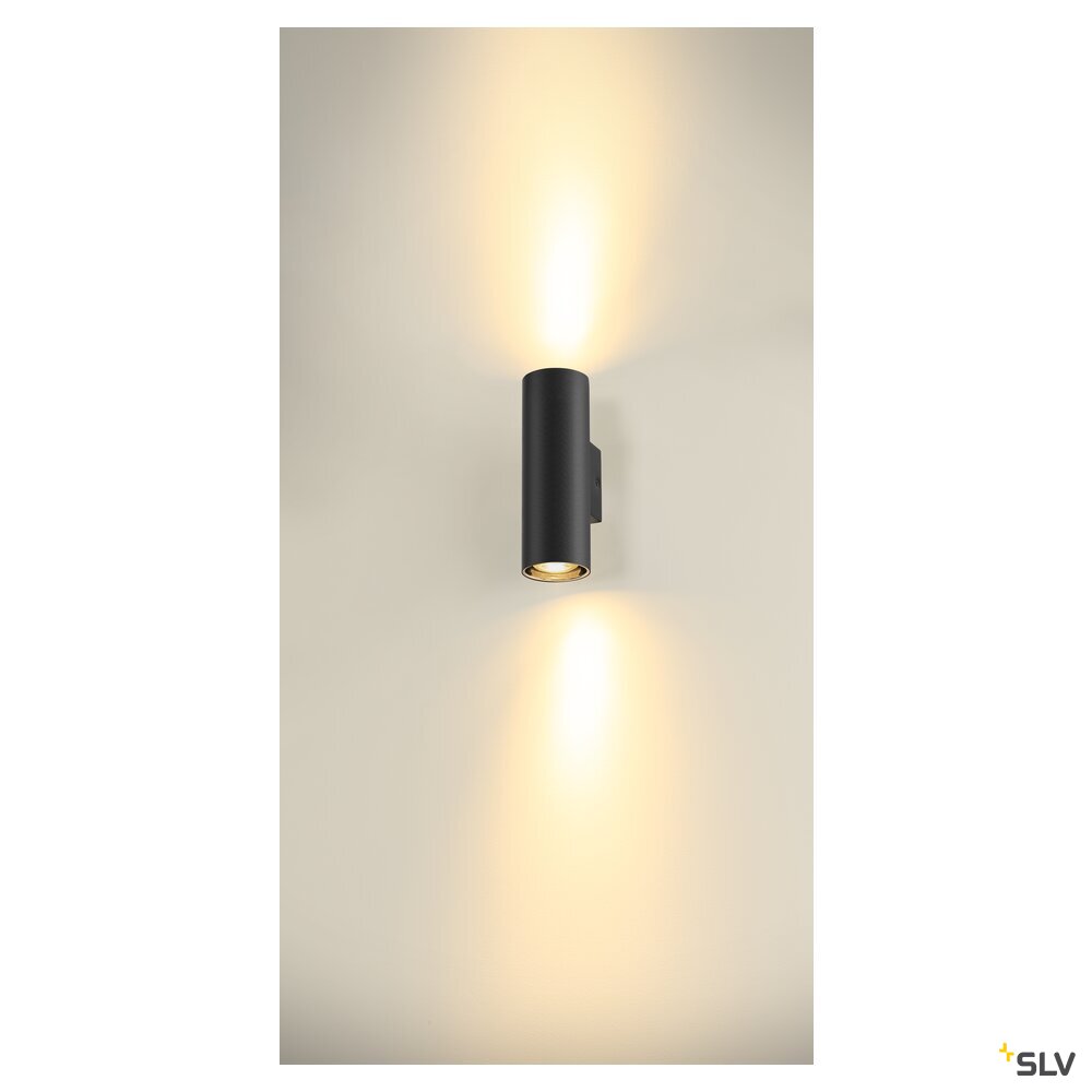 SLV ASTO TUBE, wall-mounted light, cylindrical, max. 2x10W, black 1006443